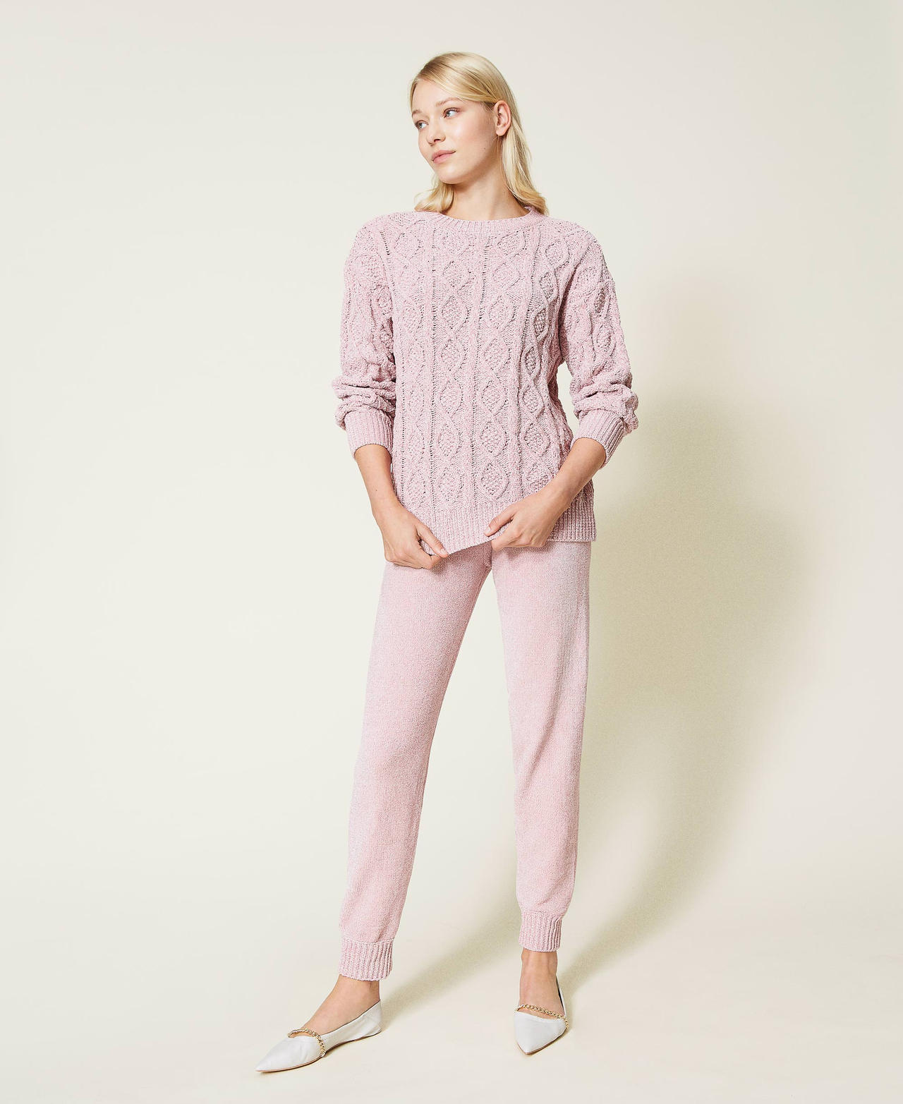 Maglia e pantaloni in ciniglia lurex Rosa "Pale Mauve" Donna 212LL3GJJ-02
