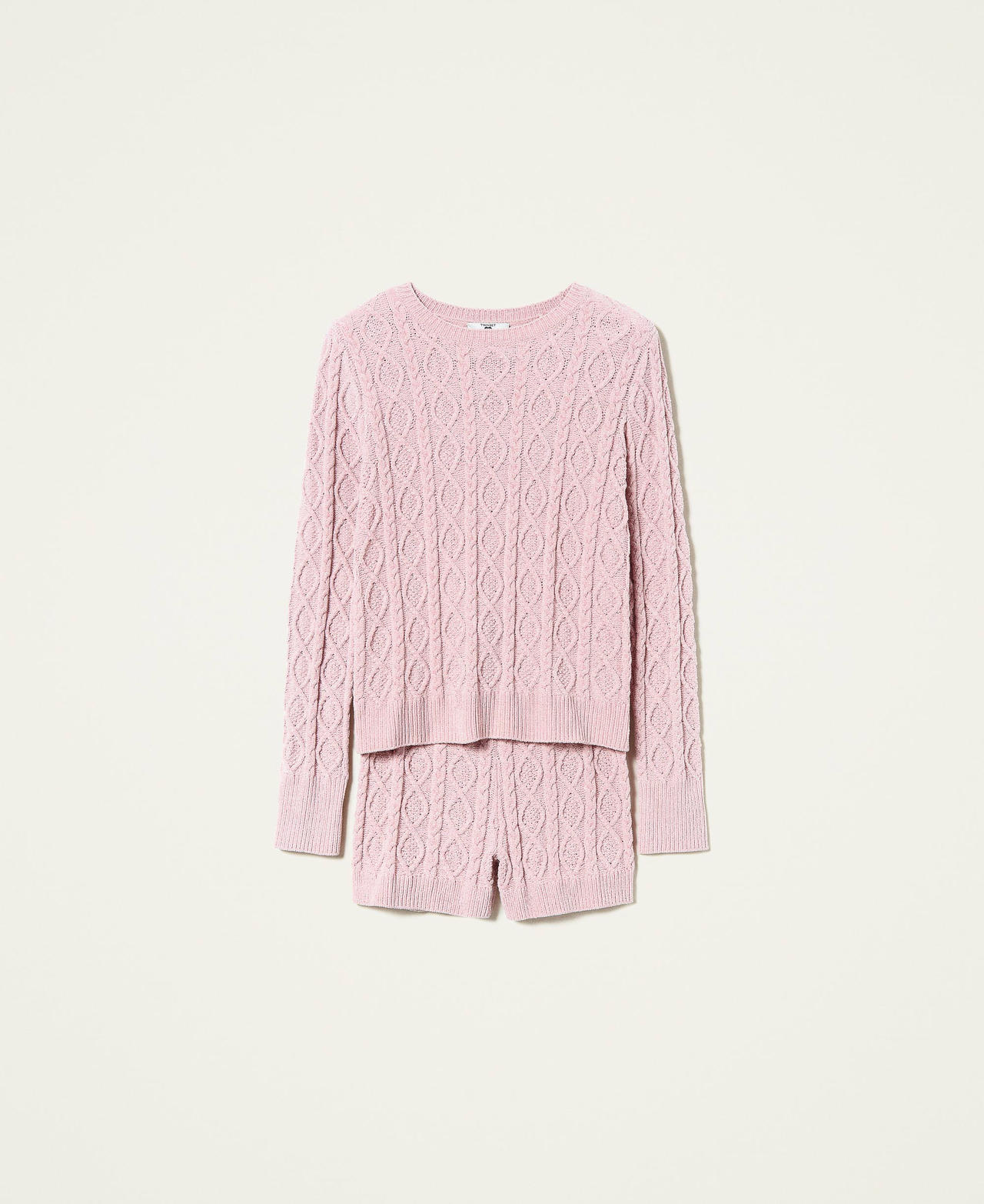 Pull et short en chenille lurex Rose &laquo;&nbsp;Mauve P&acirc;le&nbsp;&raquo; Femme 212LL3GKK-0S