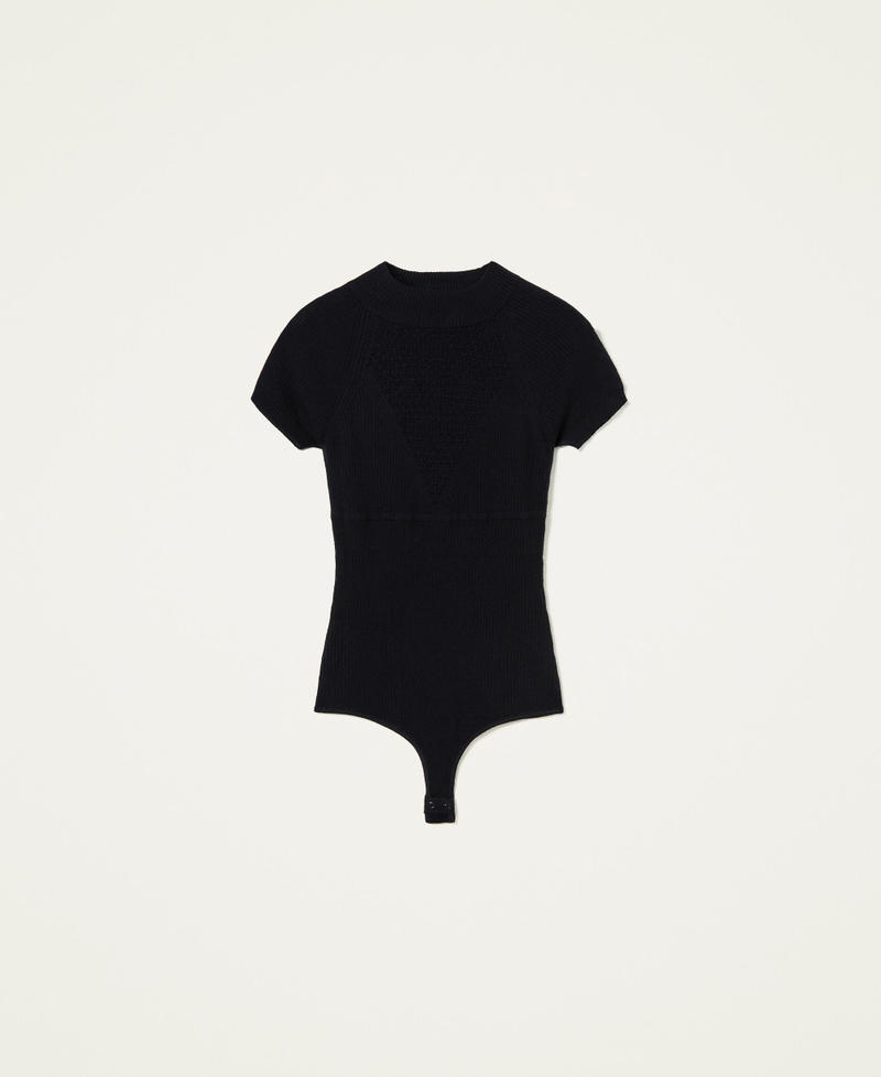 Ribbed bodysuit Black Woman 212LL3GNN-0S