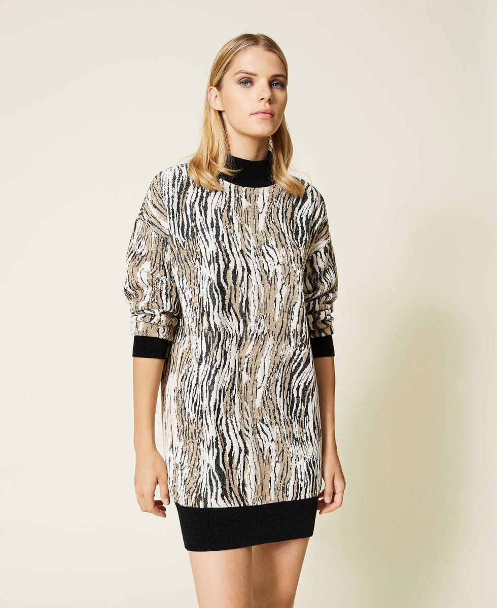 High neck hotsell animal print dress