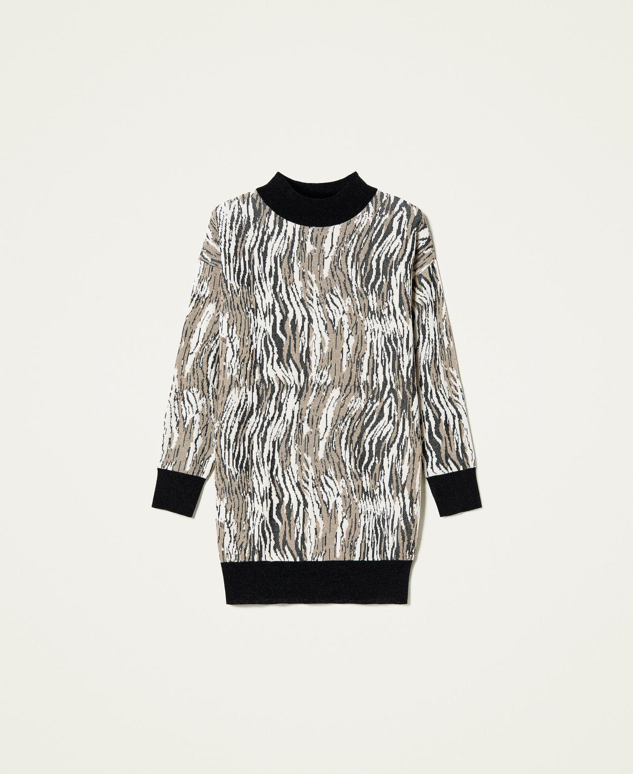 Jacquard chenille dress with animal print Tiger Jacquard Woman 212LL3GTT-0S