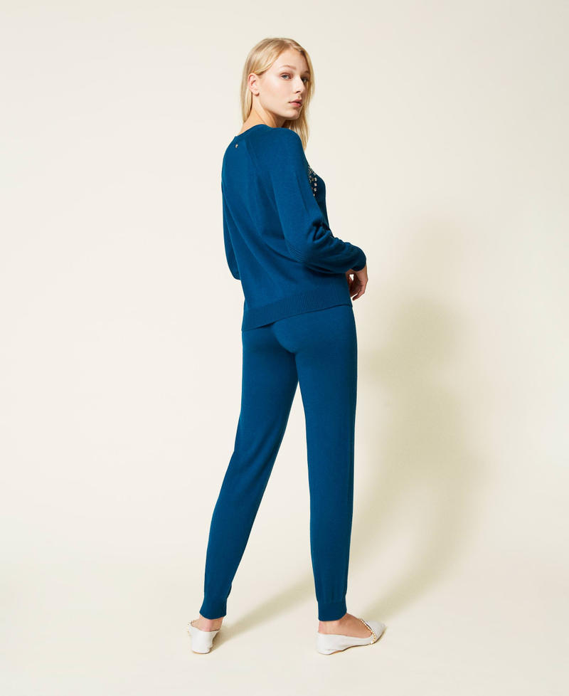 Wool blend jumper and trousers Blue Opal Woman 212LL3HEE-03