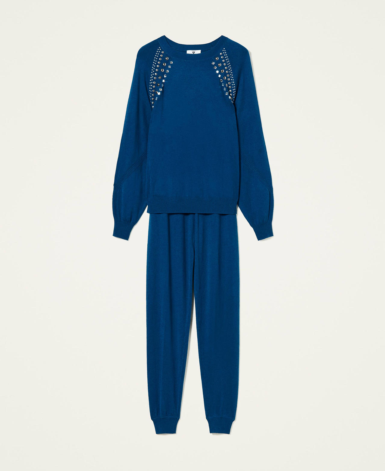 Pull et pantalon en laine mélangée Bleu Opal Femme 212LL3HEE-0S