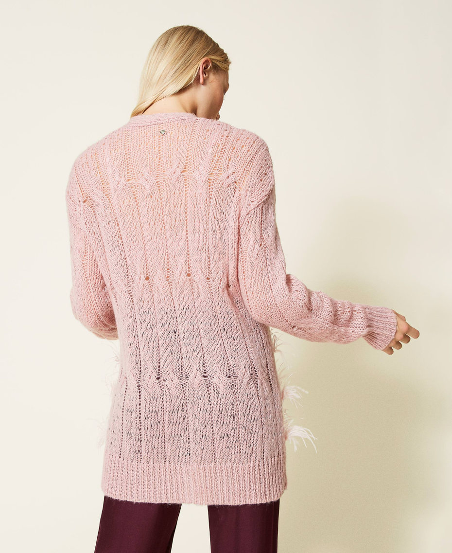 C&aacute;rdigan de mezcla de lana con plumas Rosa &laquo;Pale Mauve&raquo; Mujer 212LL3HNN-04