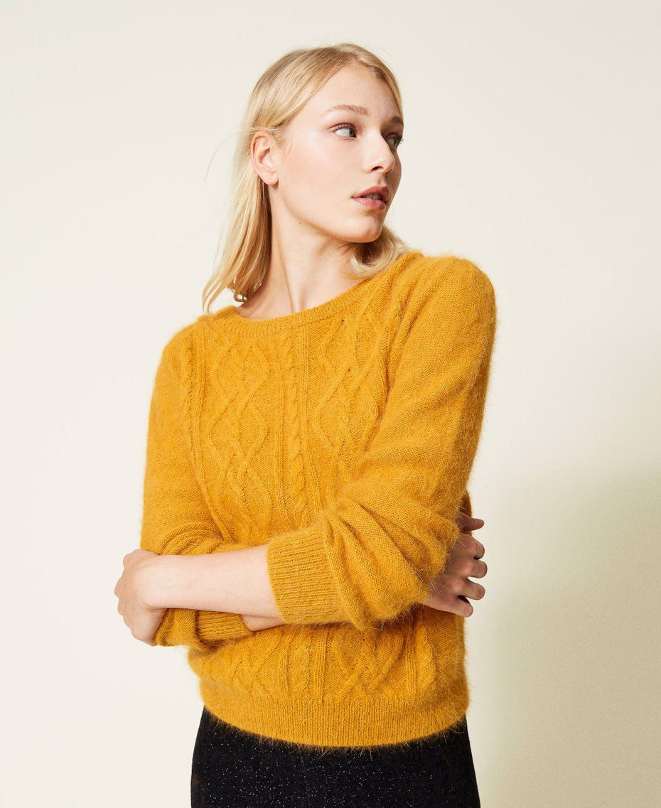 Angora blend jumper Saffron Yellow Woman 212LL3HSS-01