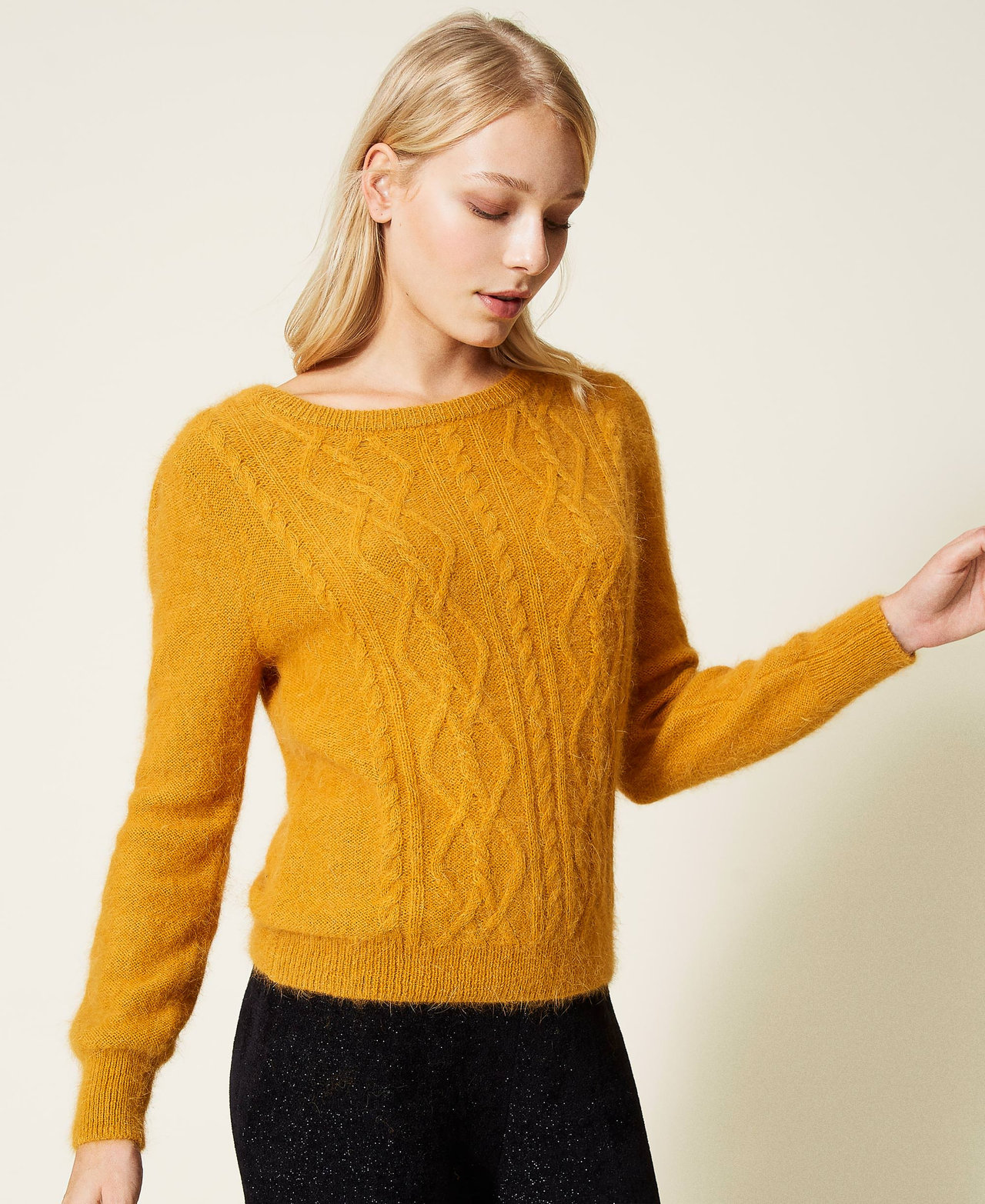 Angora blend jumper Saffron Yellow Woman 212LL3HSS-02