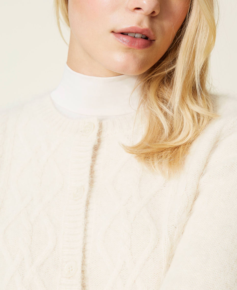 Angora blend cardigan "Shell" Beige Woman 212LL3HTT-04