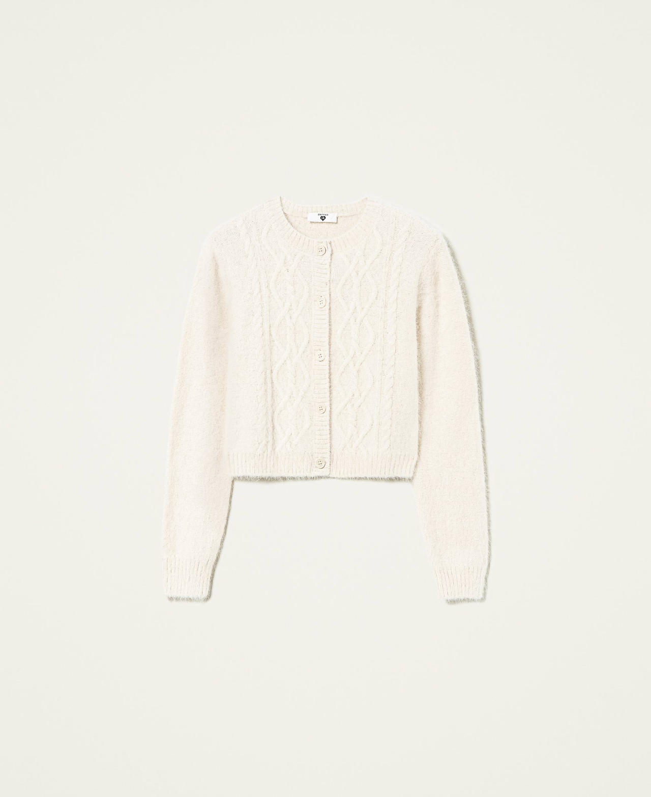 Angora blend cardigan "Shell" Beige Woman 212LL3HTT-0S
