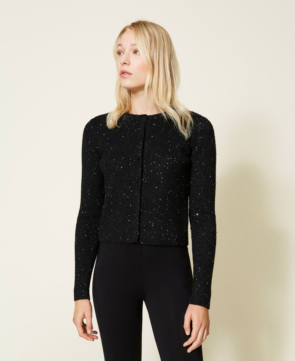 Sequin black cardigan sales