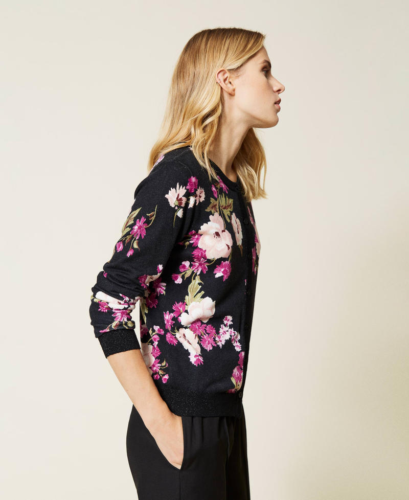 Pull-cardigan avec imprim&eacute; floral Imprim&eacute; Fleurs Femme 212LL3JDD-03