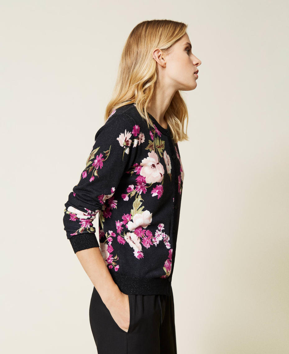 Pull-cardigan avec imprim&eacute; floral Imprim&eacute; Fleurs Femme 212LL3JDD-03