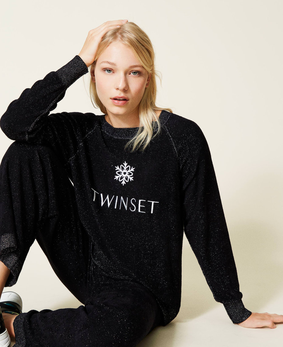 Lurex chenille jumper and trousers Black / Black Woman 212LL3JNN-01