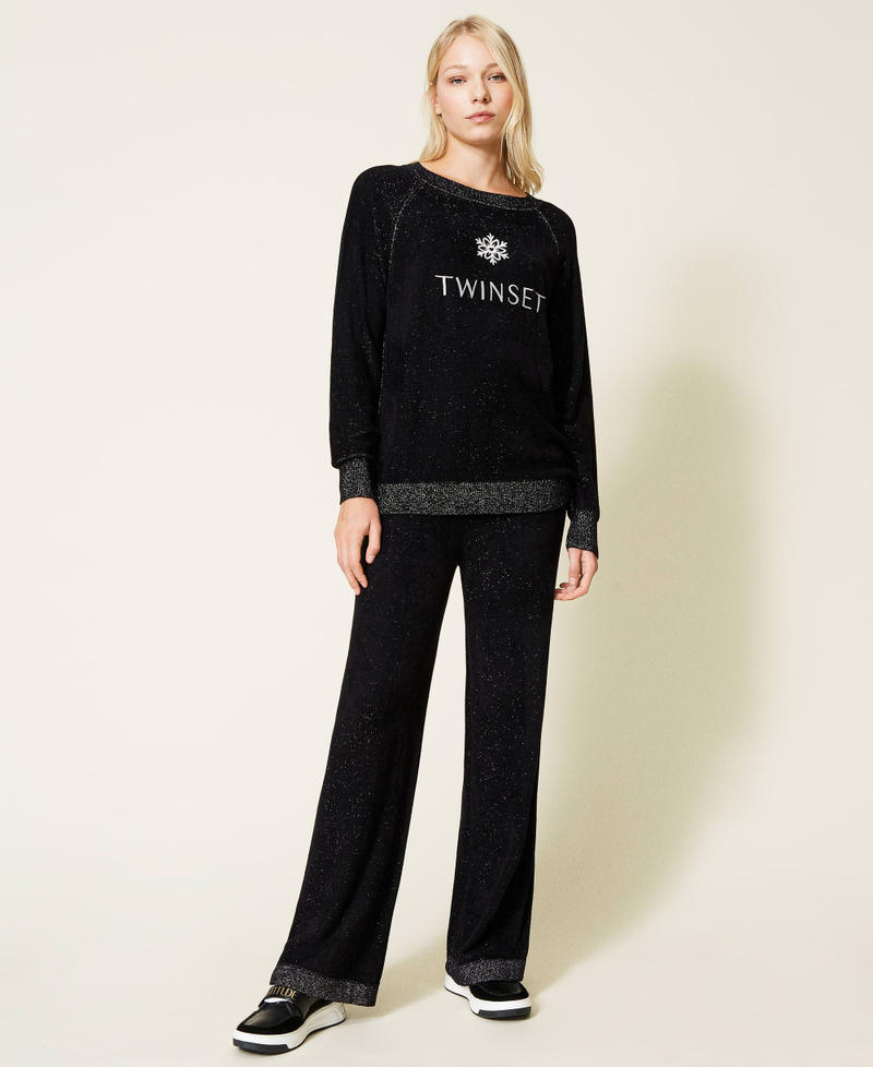Lurex chenille jumper and trousers Black / Black Woman 212LL3JNN-02