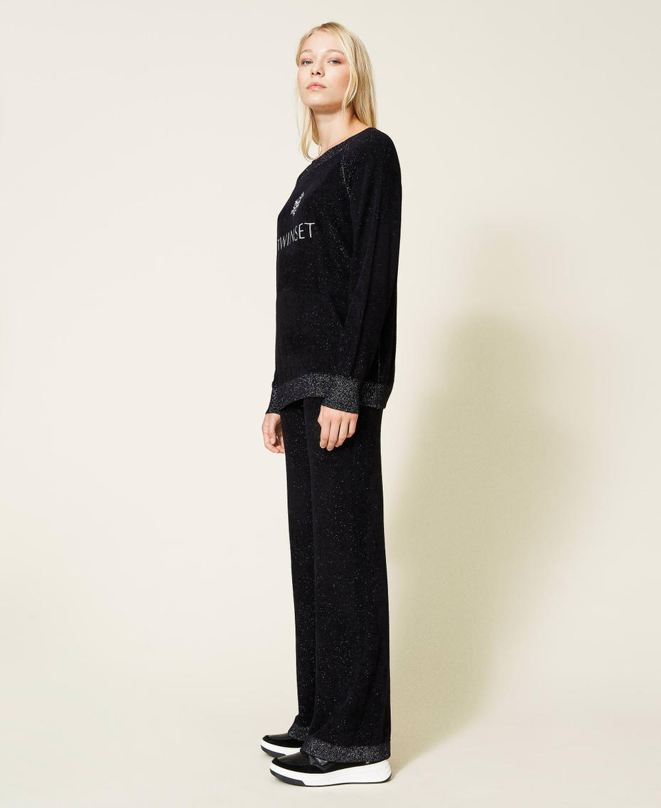 Lurex chenille jumper and trousers Black / Black Woman 212LL3JNN-03