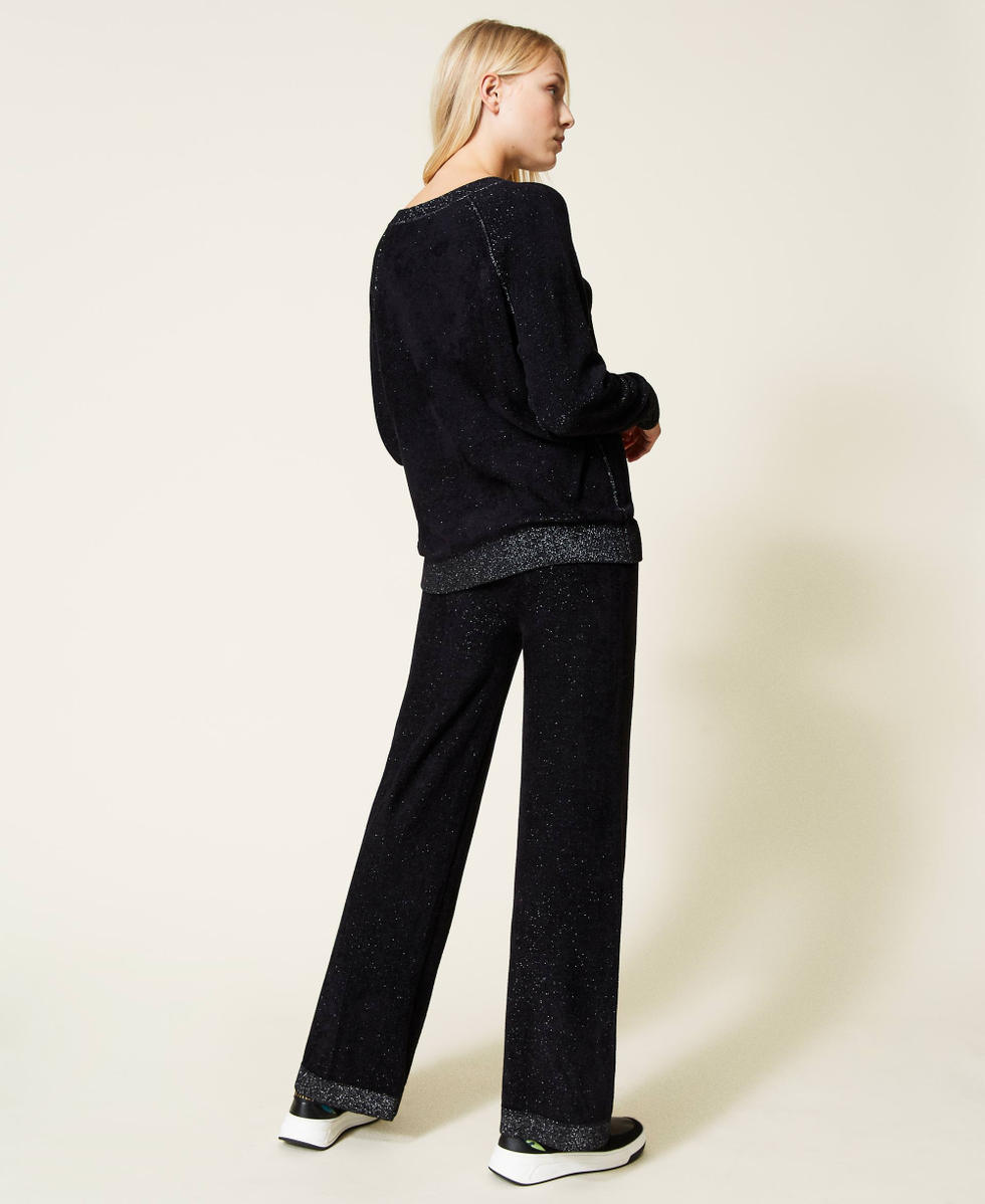 Lurex chenille jumper and trousers Woman Black TWINSET Milano