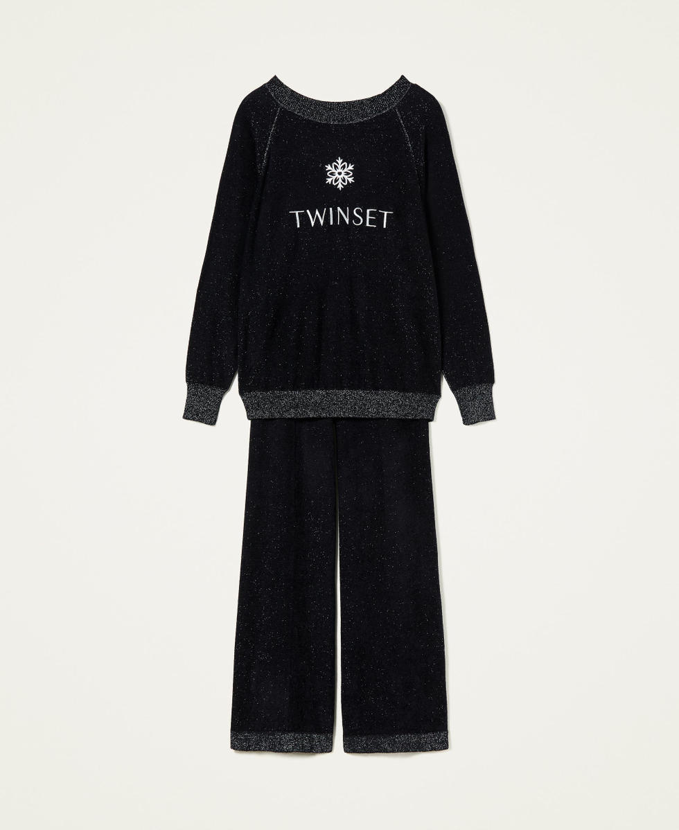 Pullover und Hose aus Lurex-Chenille Schwarz / Schwarz Frau 212LL3JNN-0S