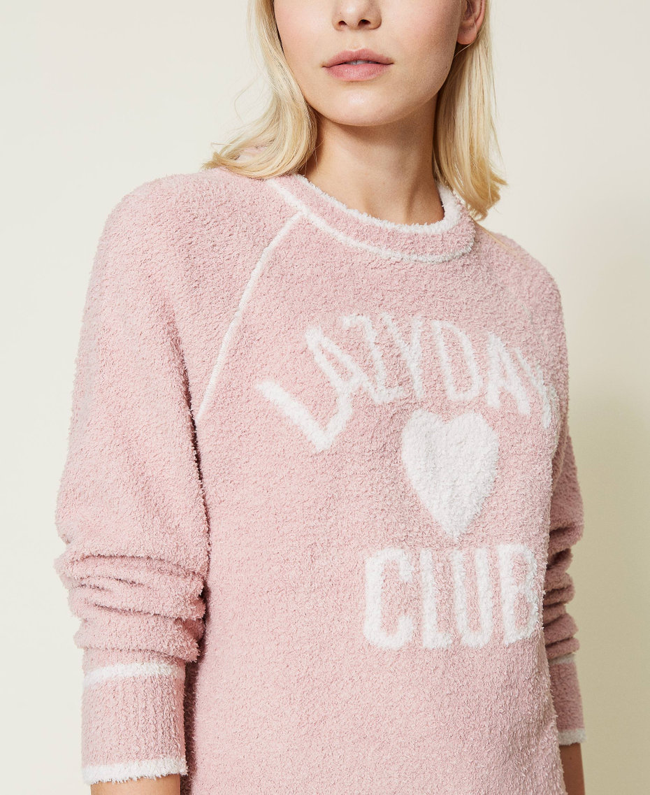 Pull avec incrustation et pantalon en chenille Bicolore Rose &laquo;&nbsp;Mauve P&acirc;le&nbsp;&raquo; / Beige&nbsp;&laquo;&nbsp;Shell&nbsp;&raquo; Femme 212LL3JSS-04