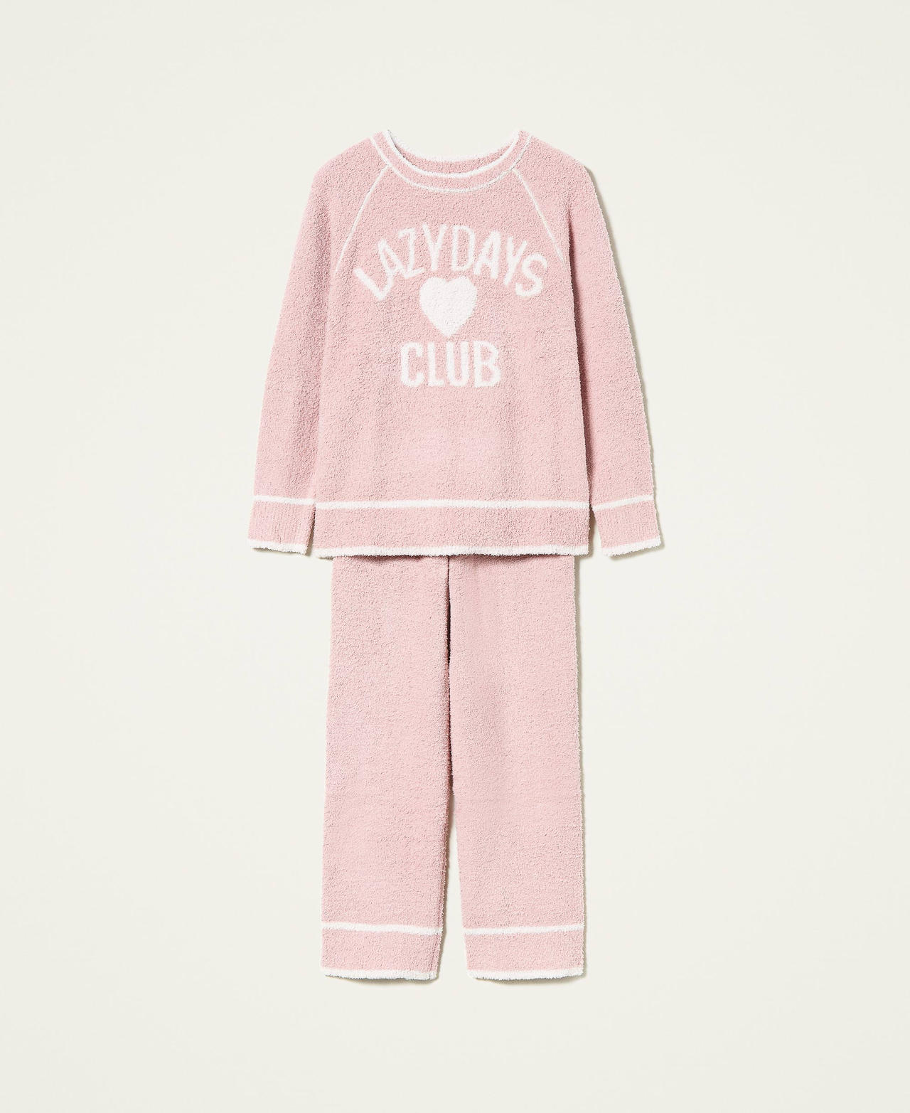 Pull avec incrustation et pantalon en chenille Bicolore Rose &laquo;&nbsp;Mauve P&acirc;le&nbsp;&raquo; / Beige&nbsp;&laquo;&nbsp;Shell&nbsp;&raquo; Femme 212LL3JSS-0S