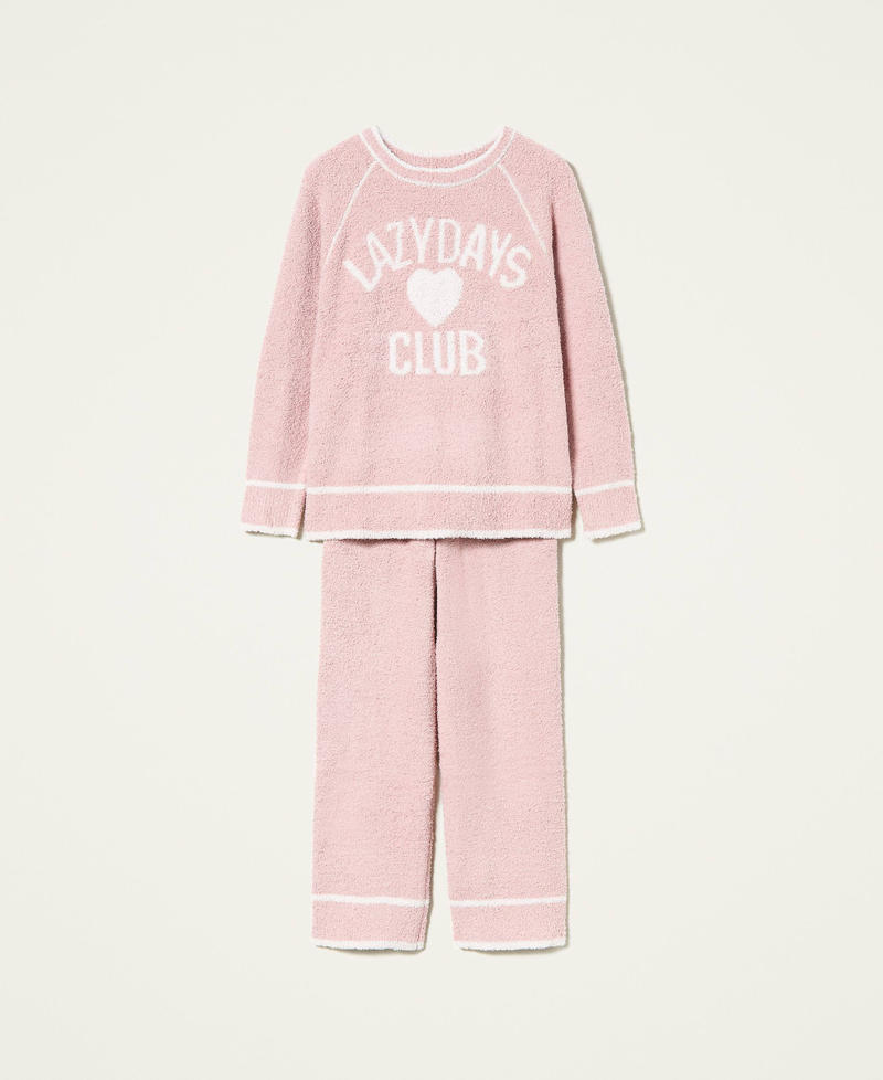 Pull avec incrustation et pantalon en chenille Bicolore Rose &laquo;&nbsp;Mauve P&acirc;le&nbsp;&raquo; / Beige&nbsp;&laquo;&nbsp;Shell&nbsp;&raquo; Femme 212LL3JSS-0S