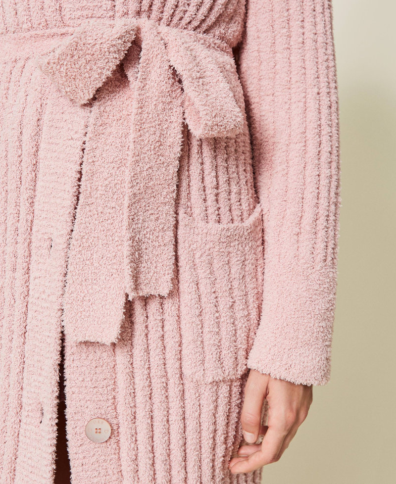Long chenille cardigan &ldquo;Pale Mauve&rdquo; Pink Woman 212LL3JTT-05