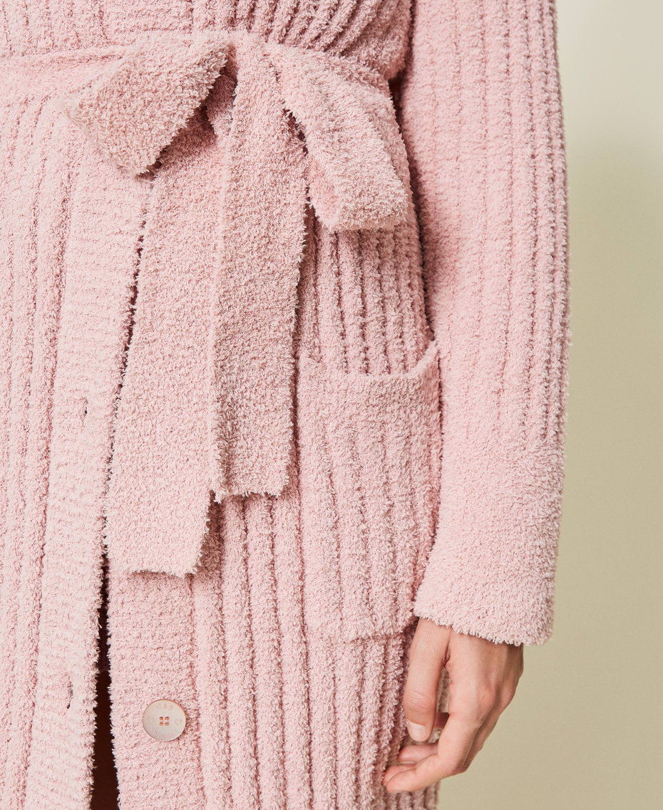 Long chenille cardigan &ldquo;Pale Mauve&rdquo; Pink Woman 212LL3JTT-05