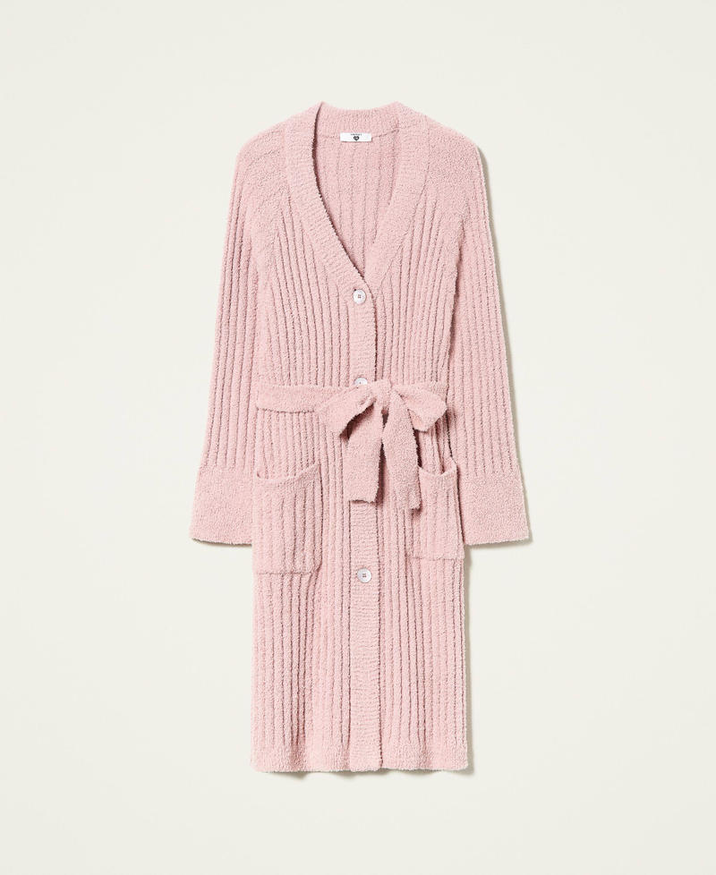 Long chenille cardigan &ldquo;Pale Mauve&rdquo; Pink Woman 212LL3JTT-0S