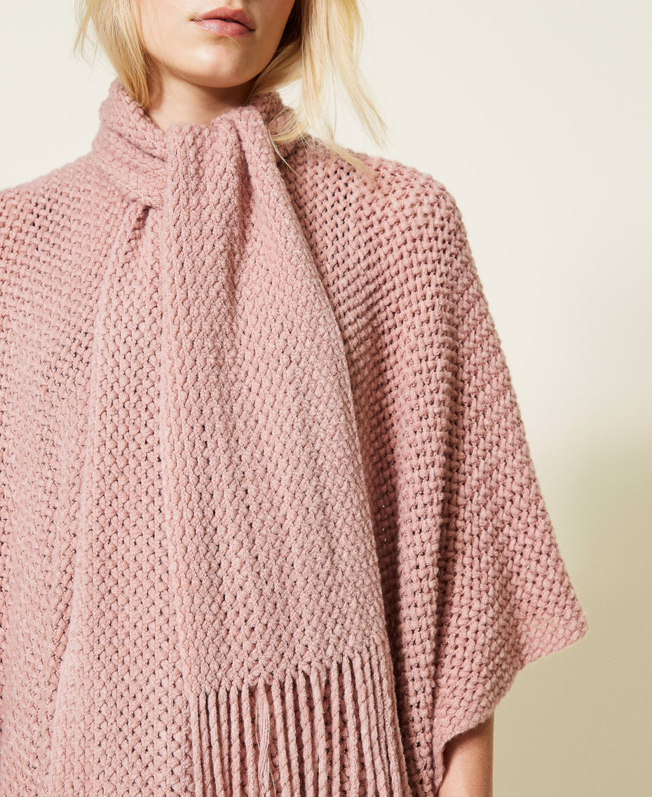 Openwork knit poncho “Pale Mauve” Pink Woman 212LL4ZGG-05