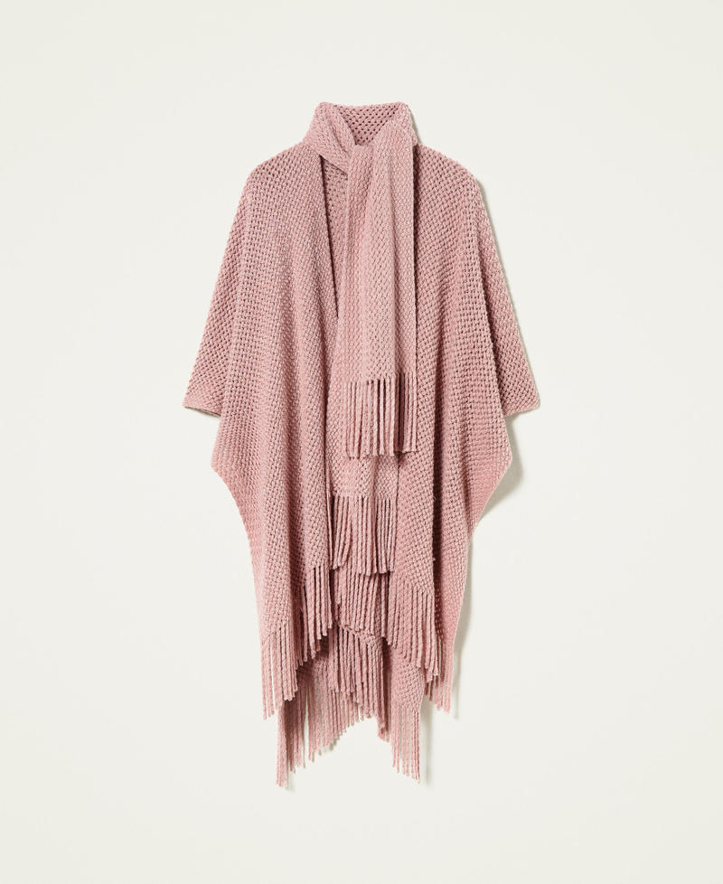 Openwork knit poncho &ldquo;Pale Mauve&rdquo; Pink Woman 212LL4ZGG-0S