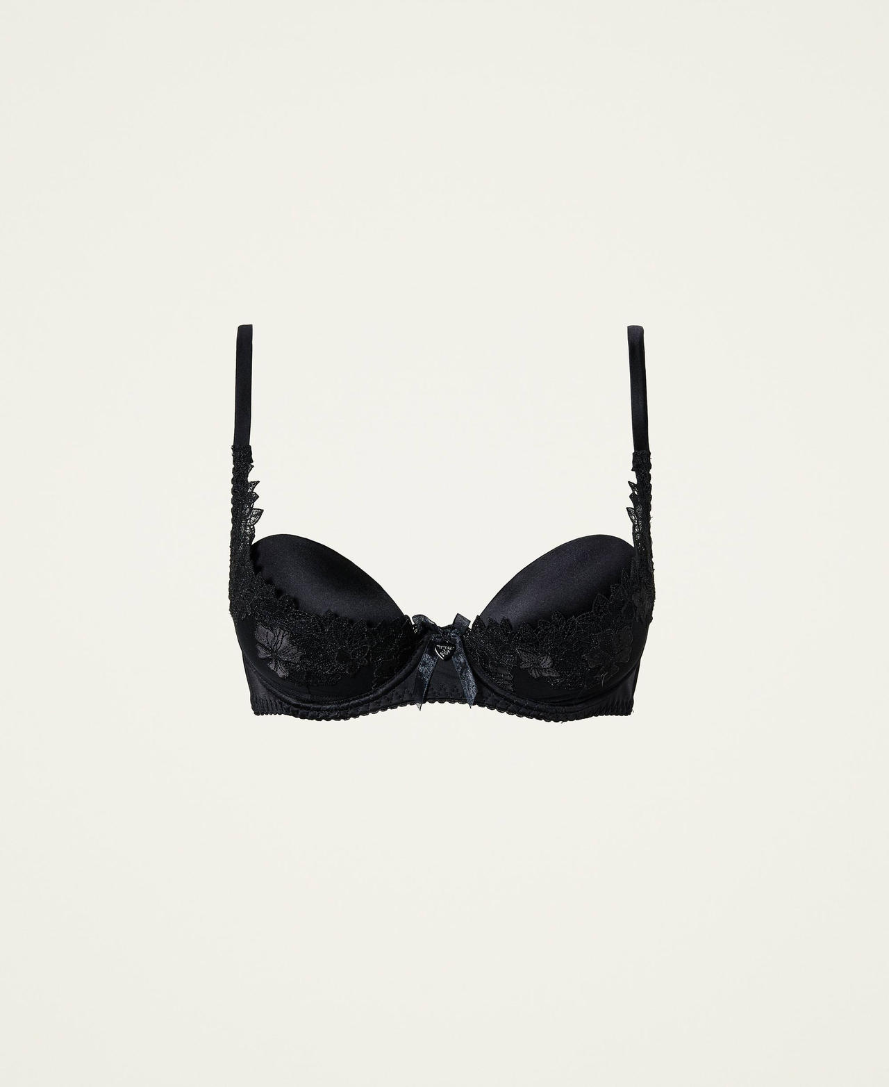 Push-up bra with embroidered tulle Black Woman 212LL6F44-0S