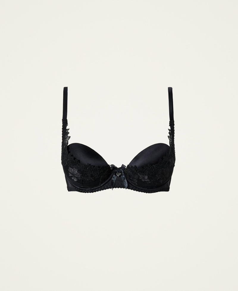 Push-up bra with embroidered tulle Black Woman 212LL6F44-0S
