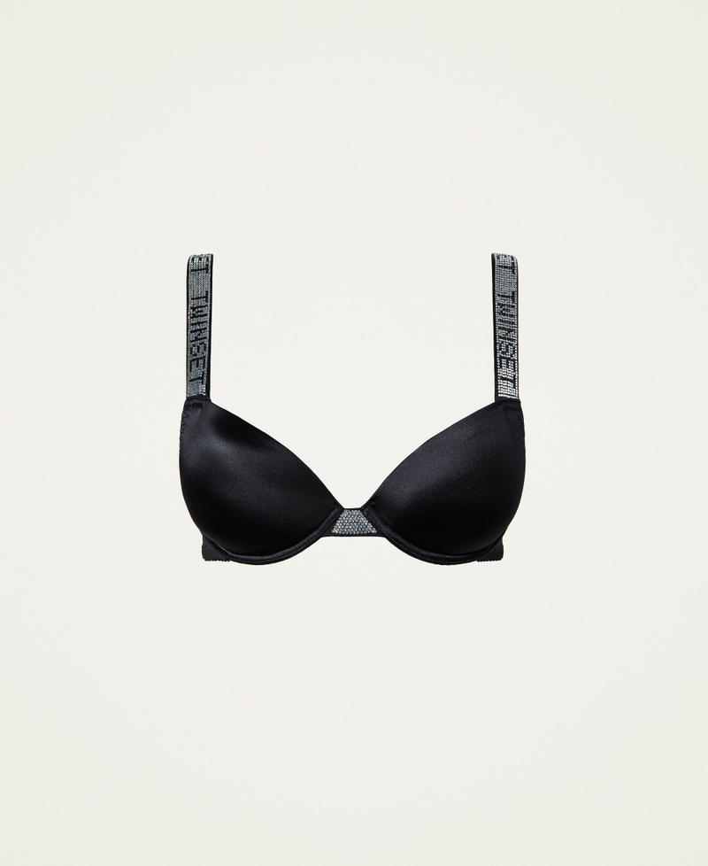 Push-up bra with rhinestones and logo Black Woman 212LL6L44-0S