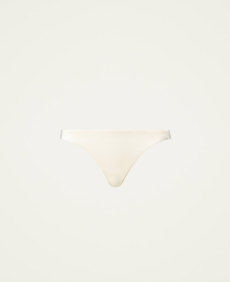 G-string with rhinestones and logo "Shell" Beige Woman 212LL6L88-0S
