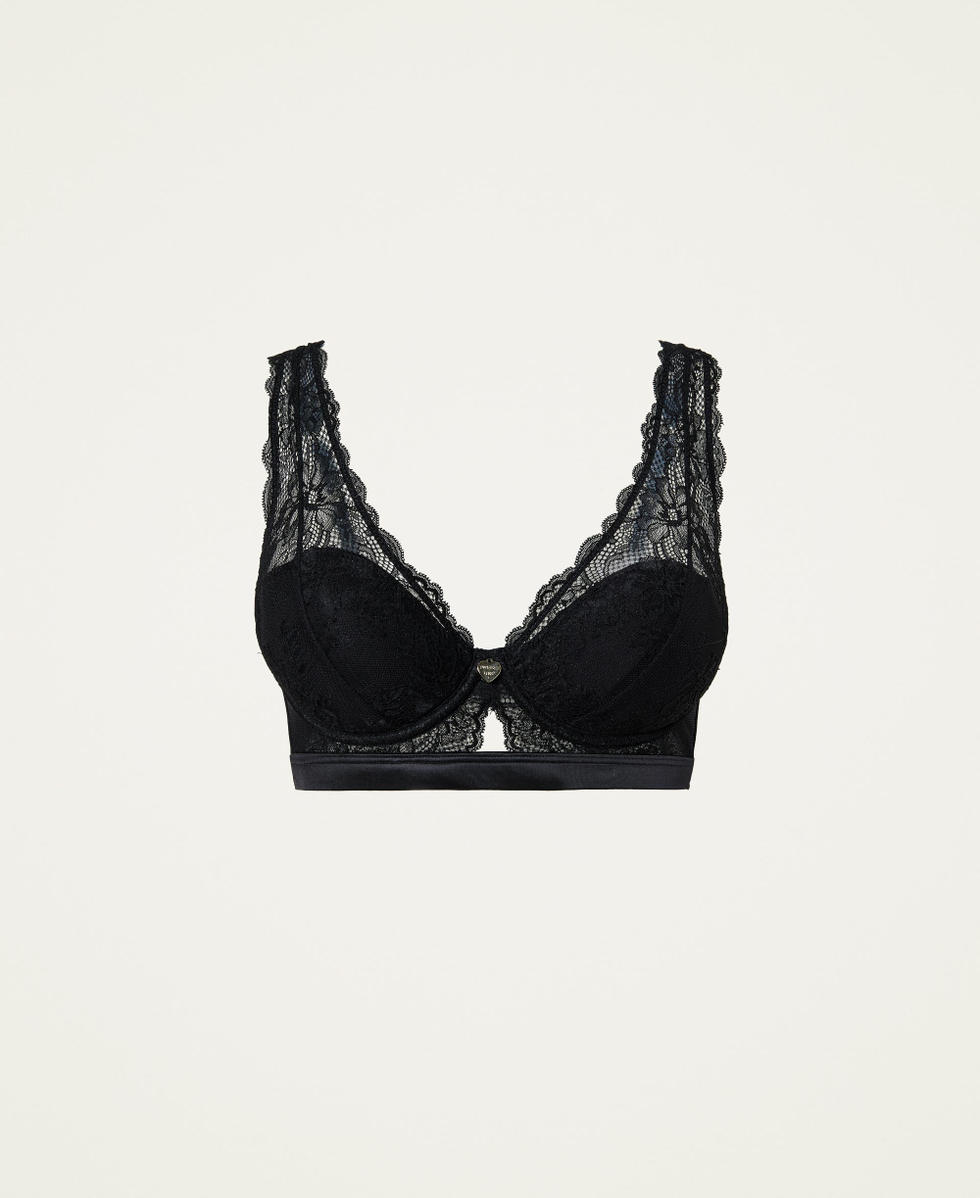 Floral lace bralette Woman, Black