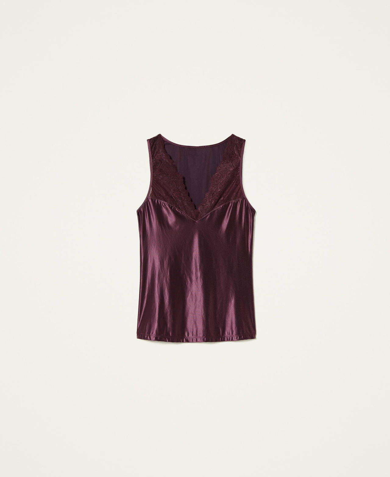 Unterhemd aus Spitze und Satin „Dark Wine“-Violett Frau 212LL6PXX-0S