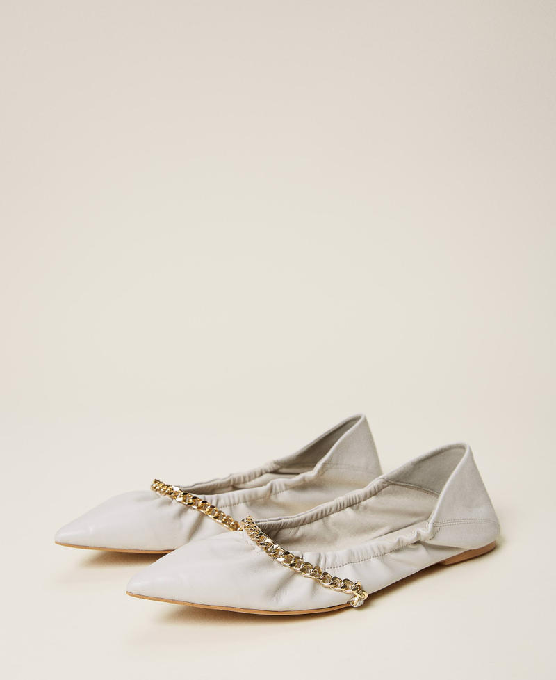 Pointy ballerina shoes with chain "Shell" Beige Woman 212LLPZBB-02