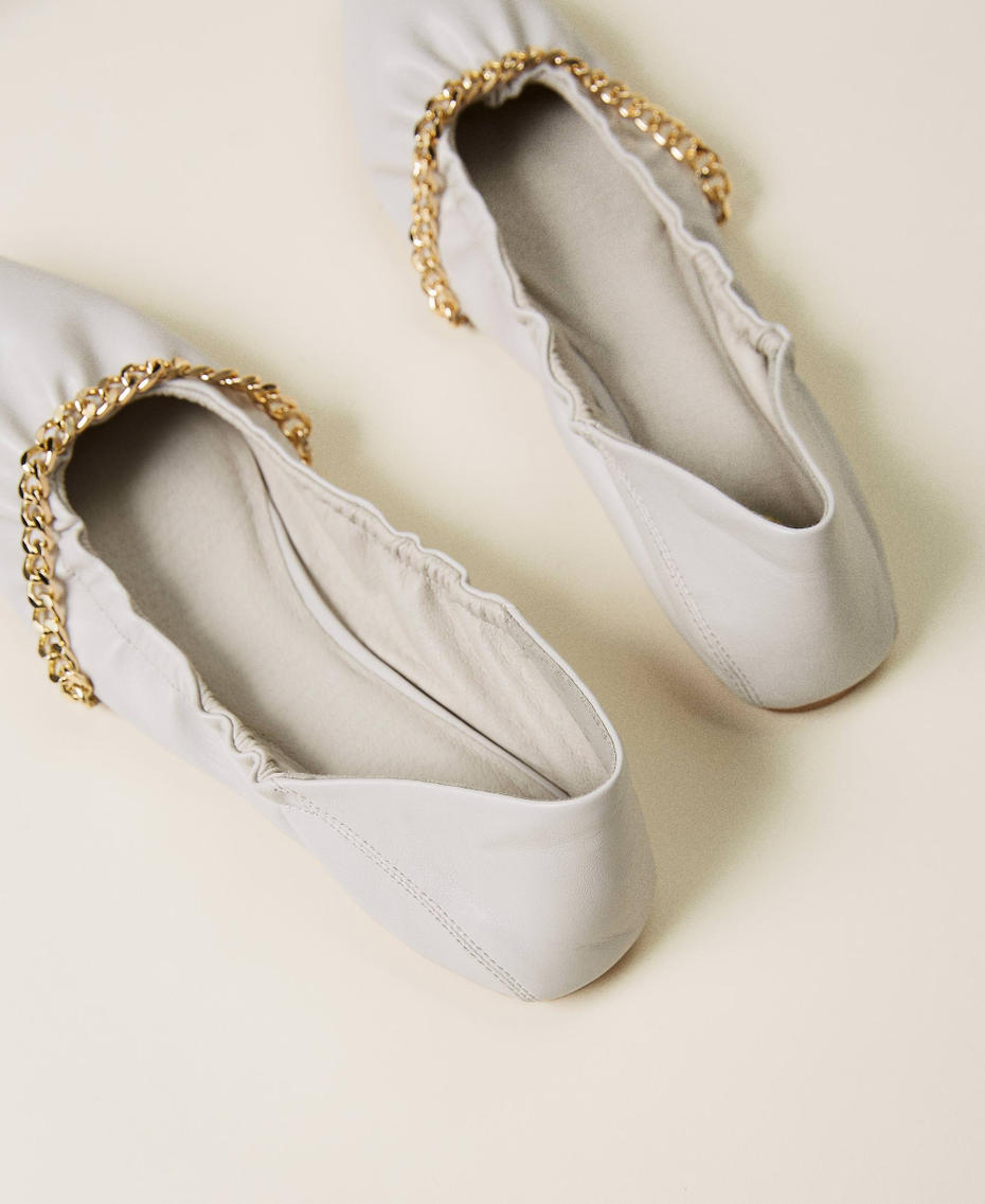 Pointy ballerina shoes with chain "Shell" Beige Woman 212LLPZBB-04