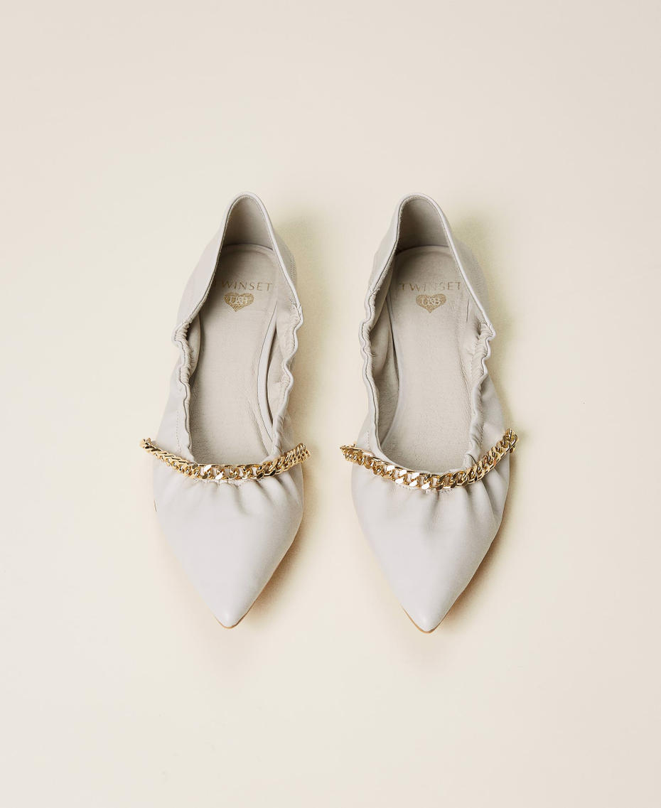 Pointy ballerina shoes with chain "Shell" Beige Woman 212LLPZBB-05