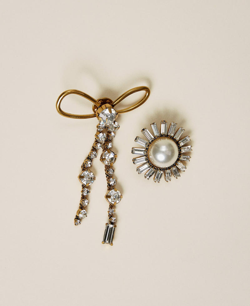 Set of brooches with bow and pearl Crystal Woman 212TA4015-01