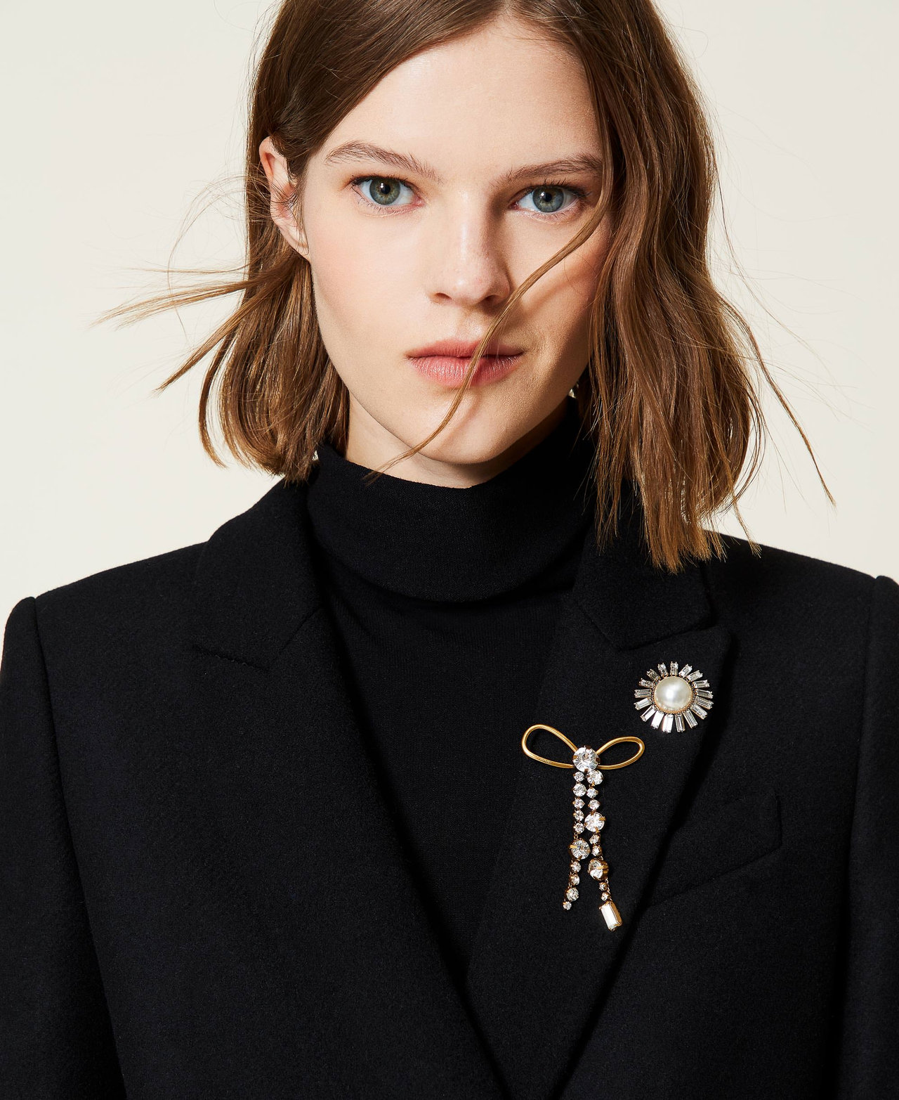 Set of brooches with bow and pearl Crystal Woman 212TA4015-0S