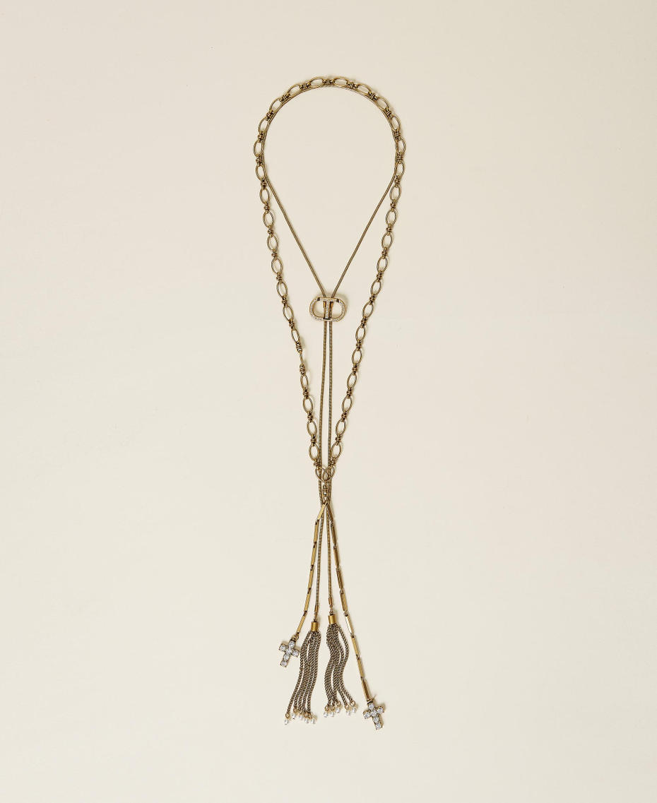 Chocker avec logo et collier avec croix Or &laquo;&nbsp;Laiton Vieilli Cuivr&eacute;&nbsp;&raquo; Femme 212TA401C-01