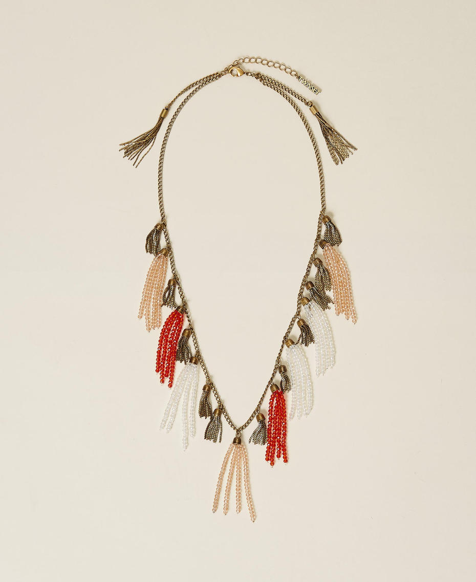 Halskette mit Perlchenquasten „Kupfriges Altmessing“-Gold Frau 212TA401H-01
