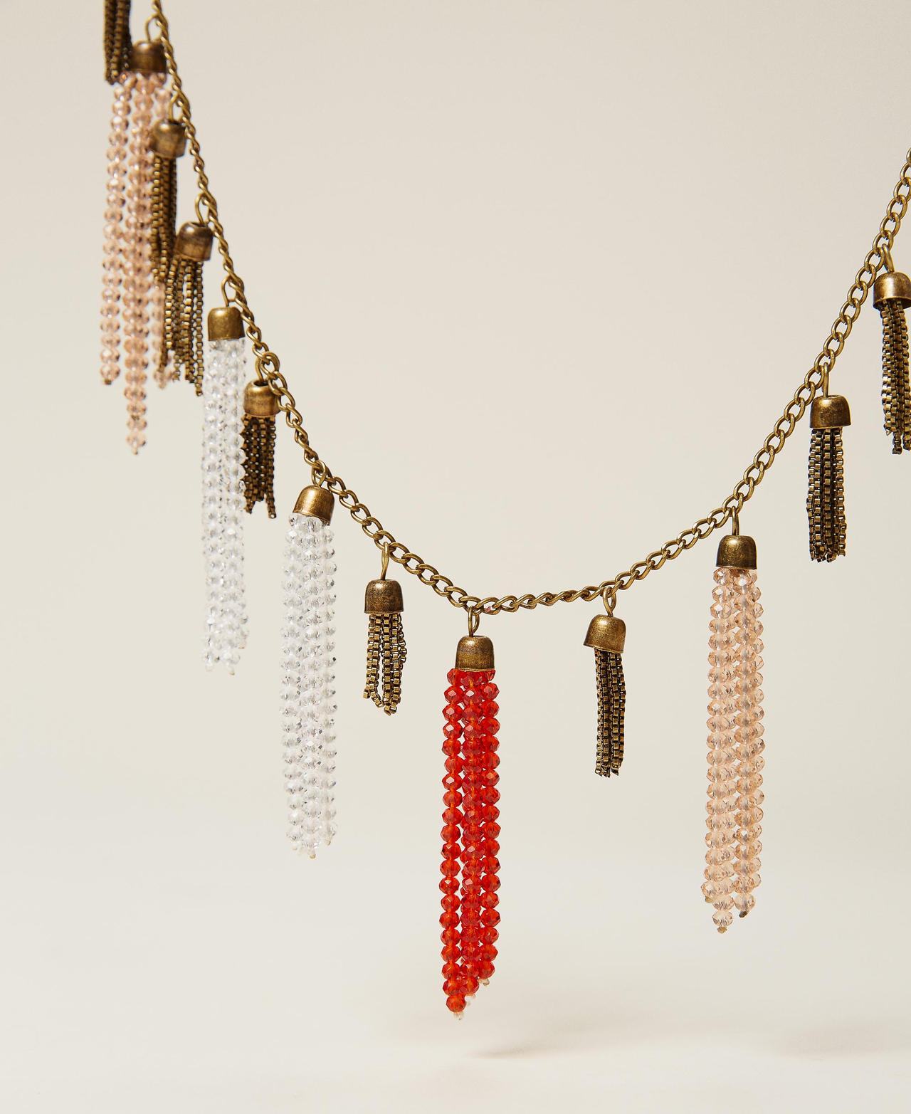 Collier avec pompons de perles Or « Laiton Vieilli Cuivré » Femme 212TA401H-02