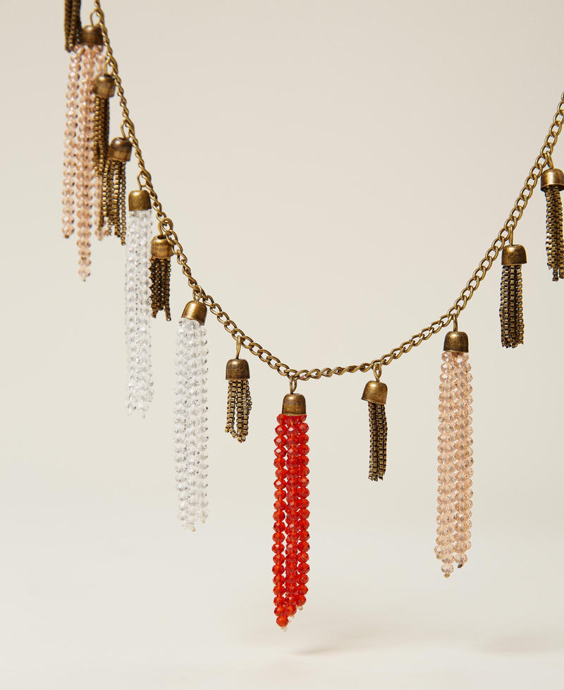 Collier avec pompons de perles Or « Laiton Vieilli Cuivré » Femme 212TA401H-02