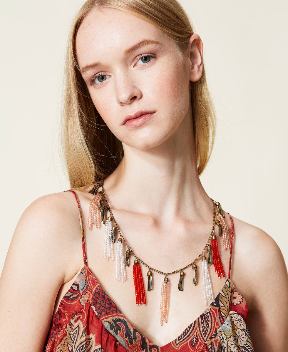 Collar con borlas de cuentas Oro &laquo;Lat&oacute;n envejecido Cobrizo&raquo; Mujer 212TA401H-0S