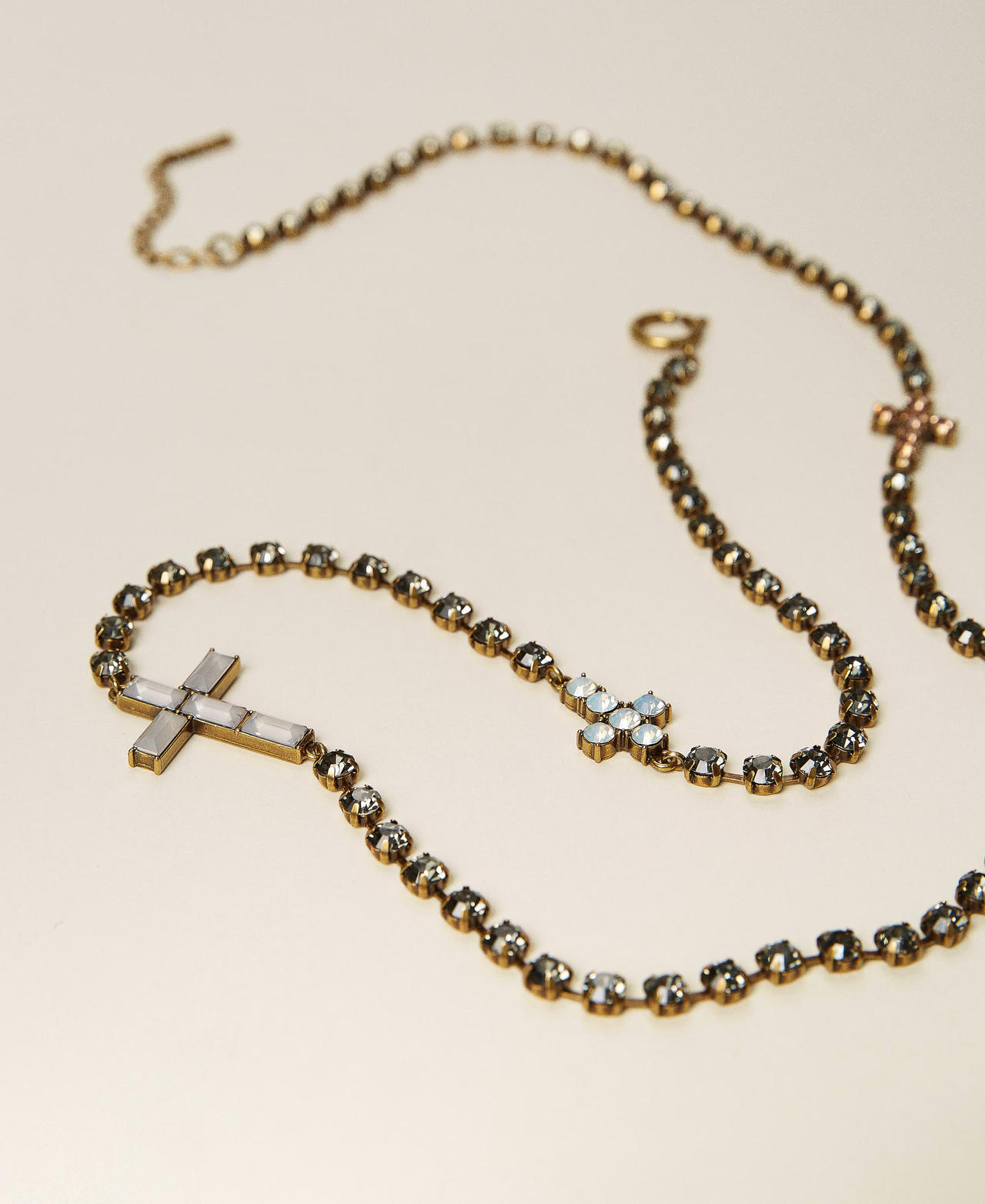 Necklace with rhinestones and crosses Black Diamond Grey Woman 212TA4022-02