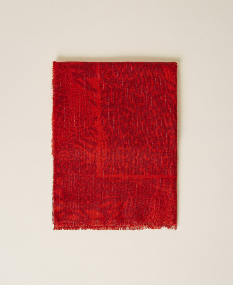 Animal print kefiah with logo Dark Raspberry Animal Print Patch Woman 212TA4048-01