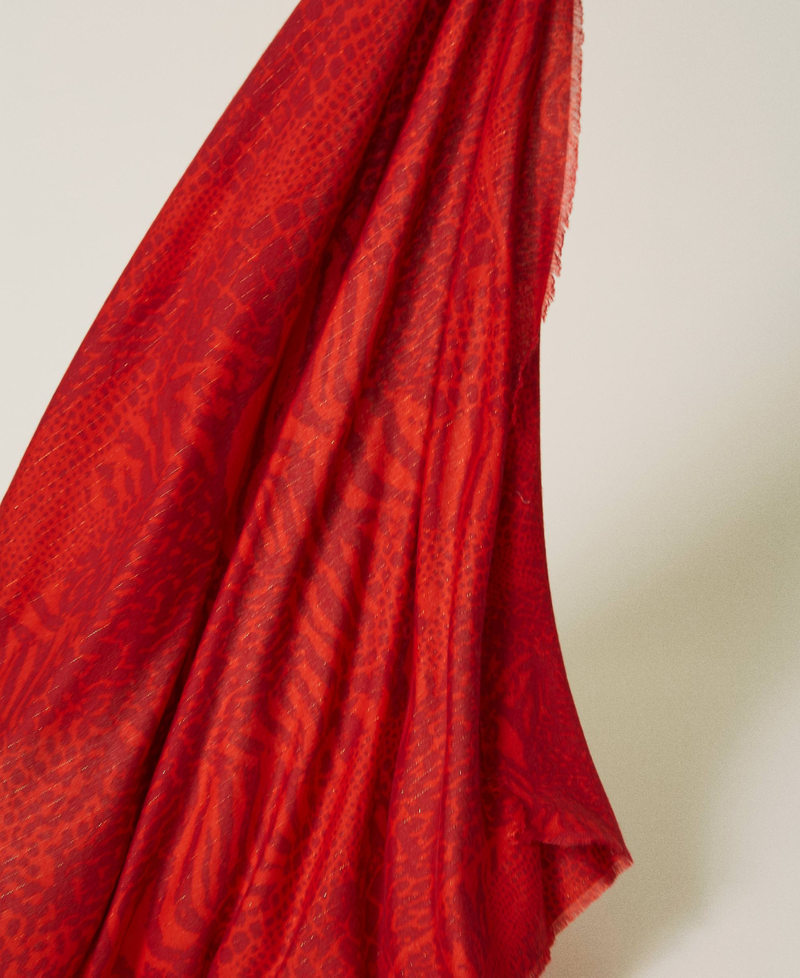 Animal print kefiah with logo Dark Raspberry Animal Print Patch Woman 212TA4048-02