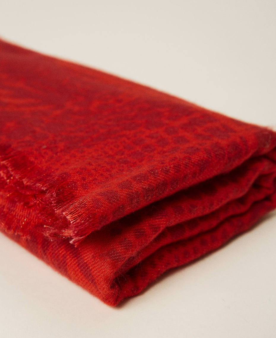 Animal print kefiah with logo Dark Raspberry Animal Print Patch Woman 212TA4048-03