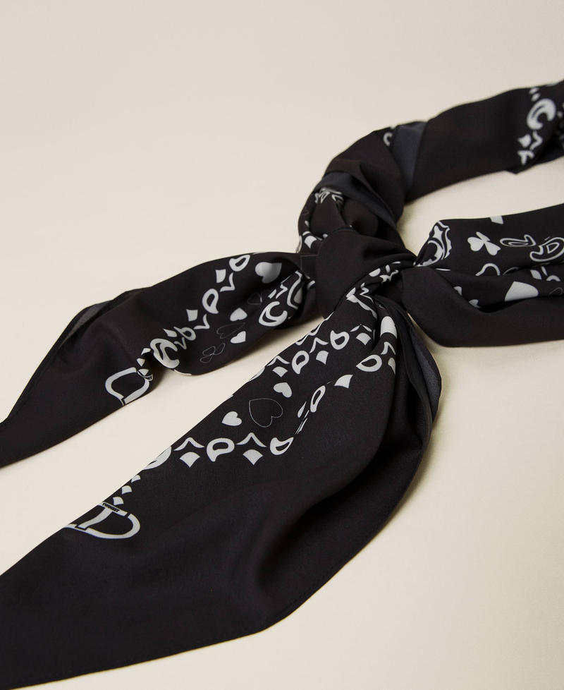 Pañuelo con estampado bandana y logotipo Estampado Oval Blanco «Nieve» / Negro Mujer 212TA404A-03