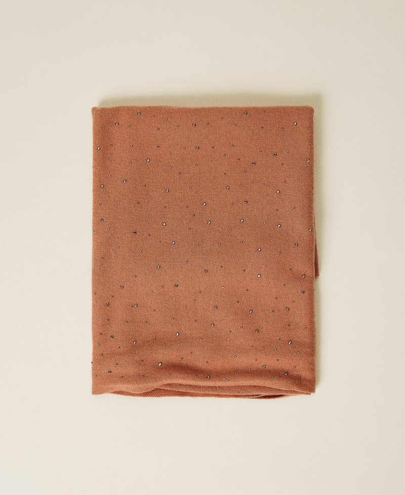 Wool blend kefiah with studs "Tan Powder” Brown Woman 212TA4050-01